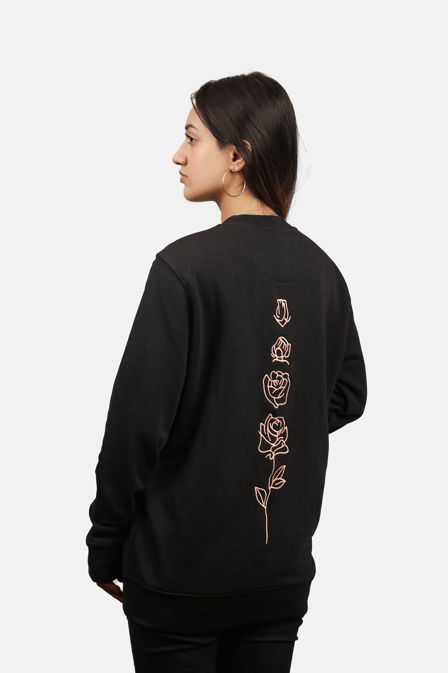 Blooming Pink Rose (Black) - AGHAAZ